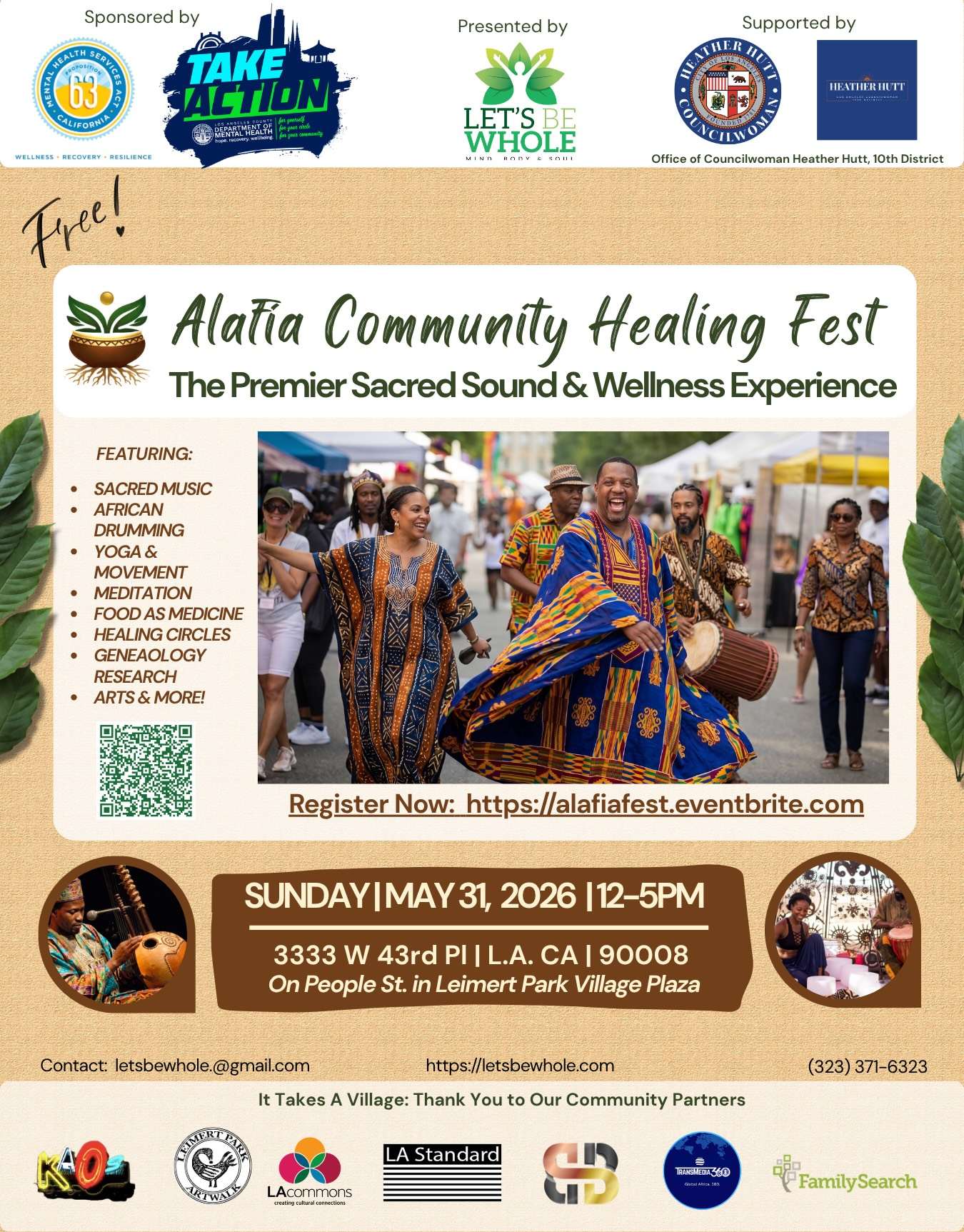 Alafia Community Healing Fest flyer updated 4:29